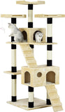 Artificial Trees: CARLA HOME 180cm Cat Tree Tower for Indoor Cats with Dual Condos, Plush Perches, Sisal Scratching Posts & Ramps for Kittens & Adult Cats (Beige)