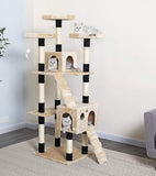 Artificial Trees: CARLA HOME 180cm Cat Tree Tower for Indoor Cats with Dual Condos, Plush Perches, Sisal Scratching Posts & Ramps for Kittens & Adult Cats (Beige)