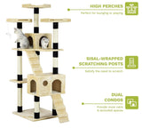 Artificial Trees: CARLA HOME 180cm Cat Tree Tower for Indoor Cats with Dual Condos, Plush Perches, Sisal Scratching Posts & Ramps for Kittens & Adult Cats (Beige)