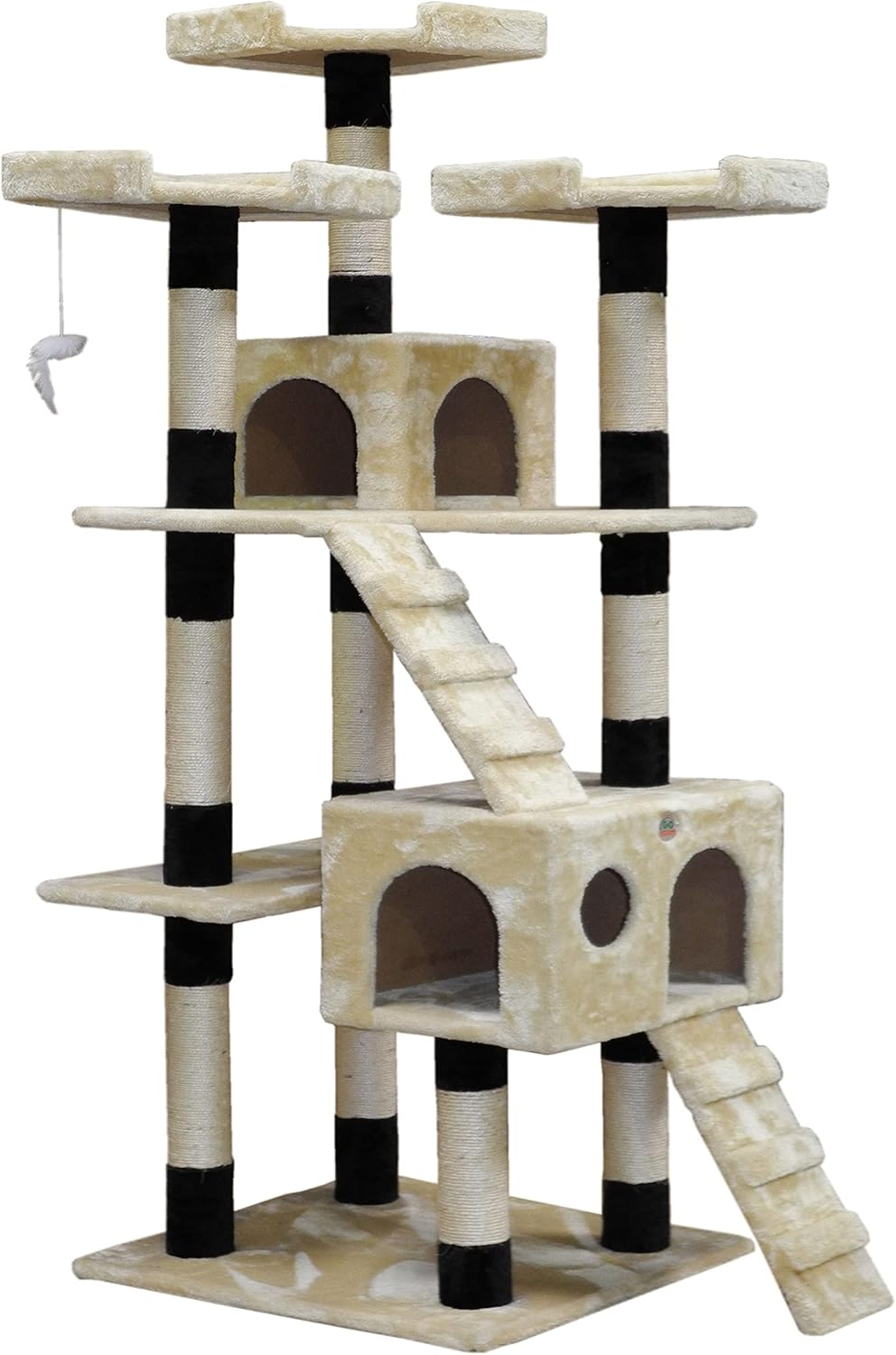 Artificial Trees: CARLA HOME 180cm Cat Tree Tower for Indoor Cats with Dual Condos, Plush Perches, Sisal Scratching Posts & Ramps for Kittens & Adult Cats (Beige)