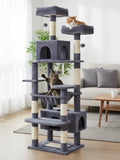 Artificial Trees: CARLA HOME 180cm Cat Tree Tower for Indoor Cats with Plush Perches, Dual Condos, Natural Sisal Scratching Posts & Ramps for Kittens & Adult Cats (Grey)