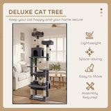 Artificial Trees: CARLA HOME 180cm Cat Tree Tower for Indoor Cats with Plush Perches, Dual Condos, Natural Sisal Scratching Posts & Ramps for Kittens & Adult Cats (Grey)