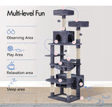 Artificial Trees: CARLA HOME 180cm Cat Tree Tower for Indoor Cats with Plush Perches, Dual Condos, Natural Sisal Scratching Posts & Ramps for Kittens & Adult Cats (Grey)