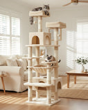 Artificial Trees: CARLA HOME 180cm Cat Tree Tower for Indoor Cats with Plush Perches, Dual Condos, Natural Sisal Scratching Posts & Ramps for Kittens & Adult Cats (Beige)