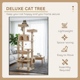 Artificial Trees: CARLA HOME 180cm Cat Tree Tower for Indoor Cats with Plush Perches, Dual Condos, Natural Sisal Scratching Posts & Ramps for Kittens & Adult Cats (Beige)