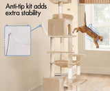 Artificial Trees: CARLA HOME 180cm Cat Tree Tower for Indoor Cats with Plush Perches, Dual Condos, Natural Sisal Scratching Posts & Ramps for Kittens & Adult Cats (Beige)