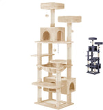 Artificial Trees: CARLA HOME 180cm Cat Tree Tower for Indoor Cats with Plush Perches, Dual Condos, Natural Sisal Scratching Posts & Ramps for Kittens & Adult Cats (Beige)