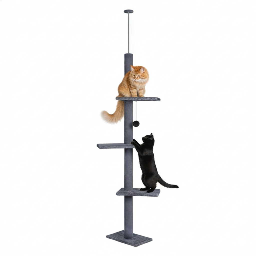 Flooring: CARLA HOME Floor to Ceiling Cat Tree Tower  with Adjustable Height 230-286cm for Indoor Cats (Grey)