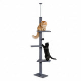 Flooring: CARLA HOME Floor to Ceiling Cat Tree Tower  with Adjustable Height 230-286cm for Indoor Cats (Grey)
