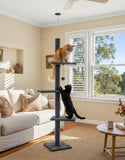 Flooring: CARLA HOME Floor to Ceiling Cat Tree Tower  with Adjustable Height 230-286cm for Indoor Cats (Grey)