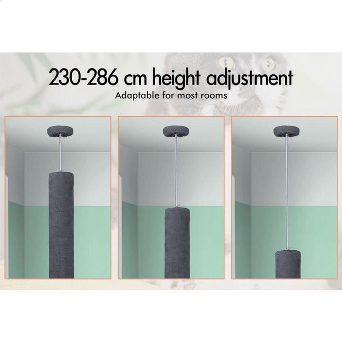Flooring: CARLA HOME Floor to Ceiling Cat Tree Tower  with Adjustable Height 230-286cm for Indoor Cats (Grey)