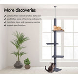 Flooring: CARLA HOME Floor to Ceiling Cat Tree Tower  with Adjustable Height 230-286cm for Indoor Cats (Grey)