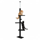 Flooring: CARLA HOME Floor to Ceiling Cat Tree Tower  with Adjustable Height 230-286cm for Indoor Cats (Black)