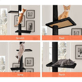 Flooring: CARLA HOME Floor to Ceiling Cat Tree Tower  with Adjustable Height 230-286cm for Indoor Cats (Black)