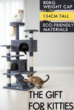 Artificial Trees: CARLA HOME 180cm Cat Tree Tower for Indoor Cats with Plush Perches, Dual Condos, Natural Sisal Scratching Posts & Ramp for Kittens & Adult Cats (Dark Grey)