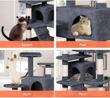 Artificial Trees: CARLA HOME 180cm Cat Tree Tower for Indoor Cats with Plush Perches, Dual Condos, Natural Sisal Scratching Posts & Ramp for Kittens & Adult Cats (Dark Grey)