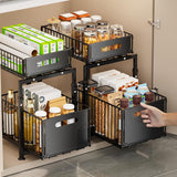 Tap & Sink Accessories: CARLA HOME 2-Tier Under Sink Organizer with Sliding Drawers & Height Adjustable for Kitchen Bathroom Cabinet Organization