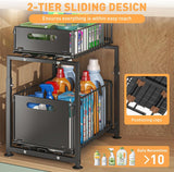 Tap & Sink Accessories: CARLA HOME 2-Tier Under Sink Organizer with Sliding Drawers & Height Adjustable for Kitchen Bathroom Cabinet Organization