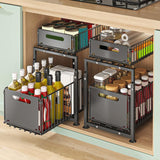 Tap & Sink Accessories: CARLA HOME 2- Pack Under Sink Organizer with Sliding Drawers & Height Adjustable for Kitchen Bathroom Cabinet Organization