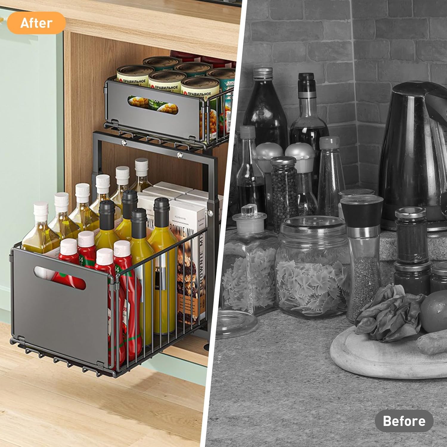 Tap & Sink Accessories: CARLA HOME 2- Pack Under Sink Organizer with Sliding Drawers & Height Adjustable for Kitchen Bathroom Cabinet Organization