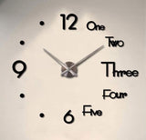 Clocks: DIY Wall Clock Modern Frameless Large 3D Wall Watch Giant Roman Numerals for Home Living Room and Bedroom (Small)