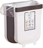 Foldable Bins: Hanging Trash Can Collapsible Small Garbage Waste Bin for Kitchen Cabinet Door (White)