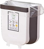 Foldable Bins: Hanging Trash Can Collapsible Small Garbage Waste Bin for Kitchen Cabinet Door (White)