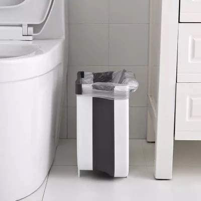 Foldable Bins: Hanging Trash Can Collapsible Small Garbage Waste Bin for Kitchen Cabinet Door (White)