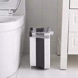 Foldable Bins: Hanging Trash Can Collapsible Small Garbage Waste Bin for Kitchen Cabinet Door (White)