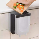 Foldable Bins: Hanging Trash Can Collapsible Small Garbage Waste Bin for Kitchen Cabinet Door (Grey)