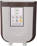 Foldable Bins: Hanging Trash Can Collapsible Small Garbage Waste Bin for Kitchen Cabinet Door (Grey)