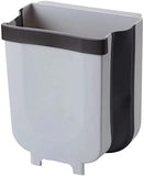 Foldable Bins: Hanging Trash Can Collapsible Small Garbage Waste Bin for Kitchen Cabinet Door (Grey)