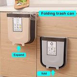 Foldable Bins: Hanging Trash Can Collapsible Small Garbage Waste Bin for Kitchen Cabinet Door (Grey)