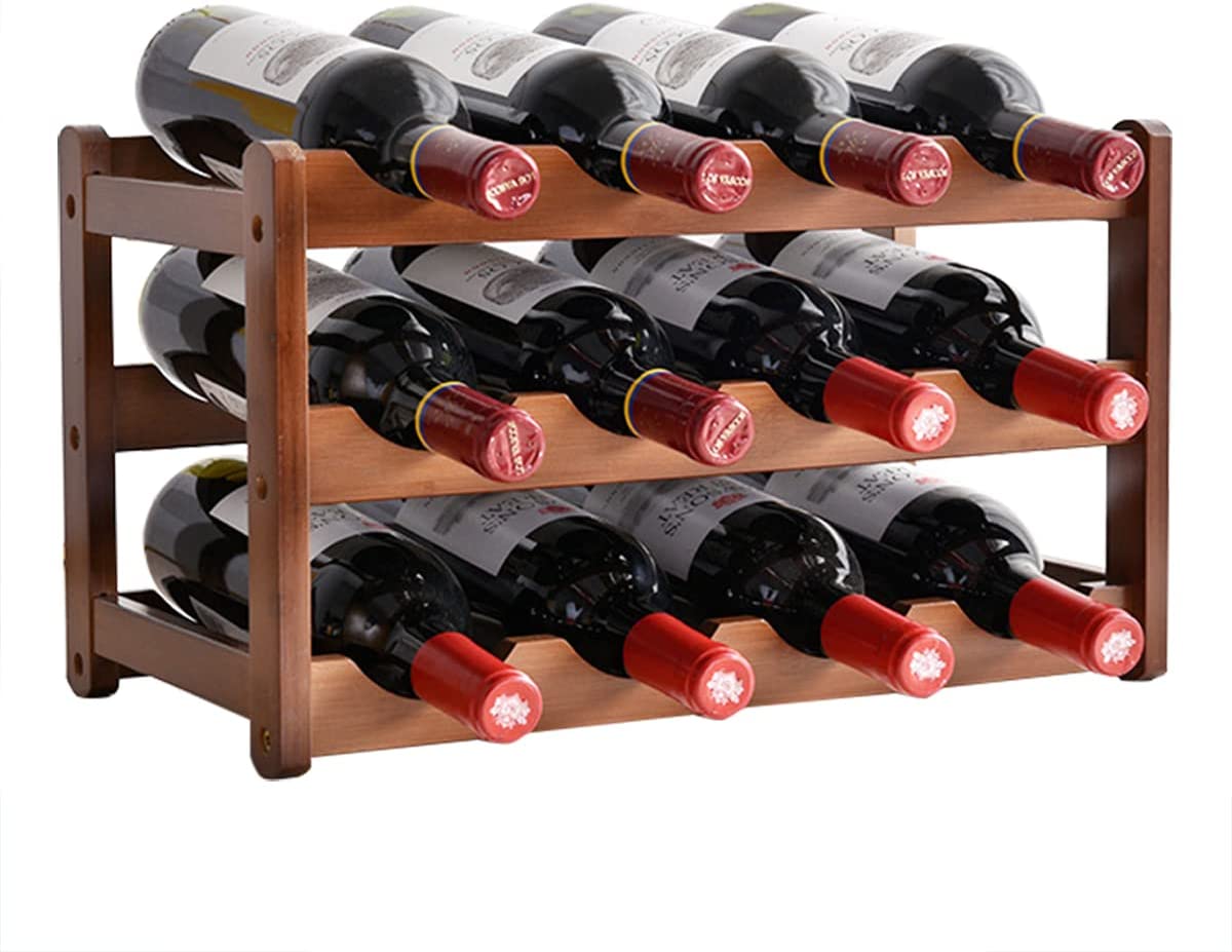 Wine Racks: 3-layer Bamboo Wine Storage Rack (12 bottles)