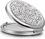 Makeup Mirrors: Mini Mix Diamond 1X/2X Magnifying Round Metal Pocket Makeup Mirror (Silver)