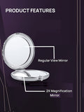 Makeup Mirrors: Mini Mix Diamond 1X/2X Magnifying Round Metal Pocket Makeup Mirror (Silver)