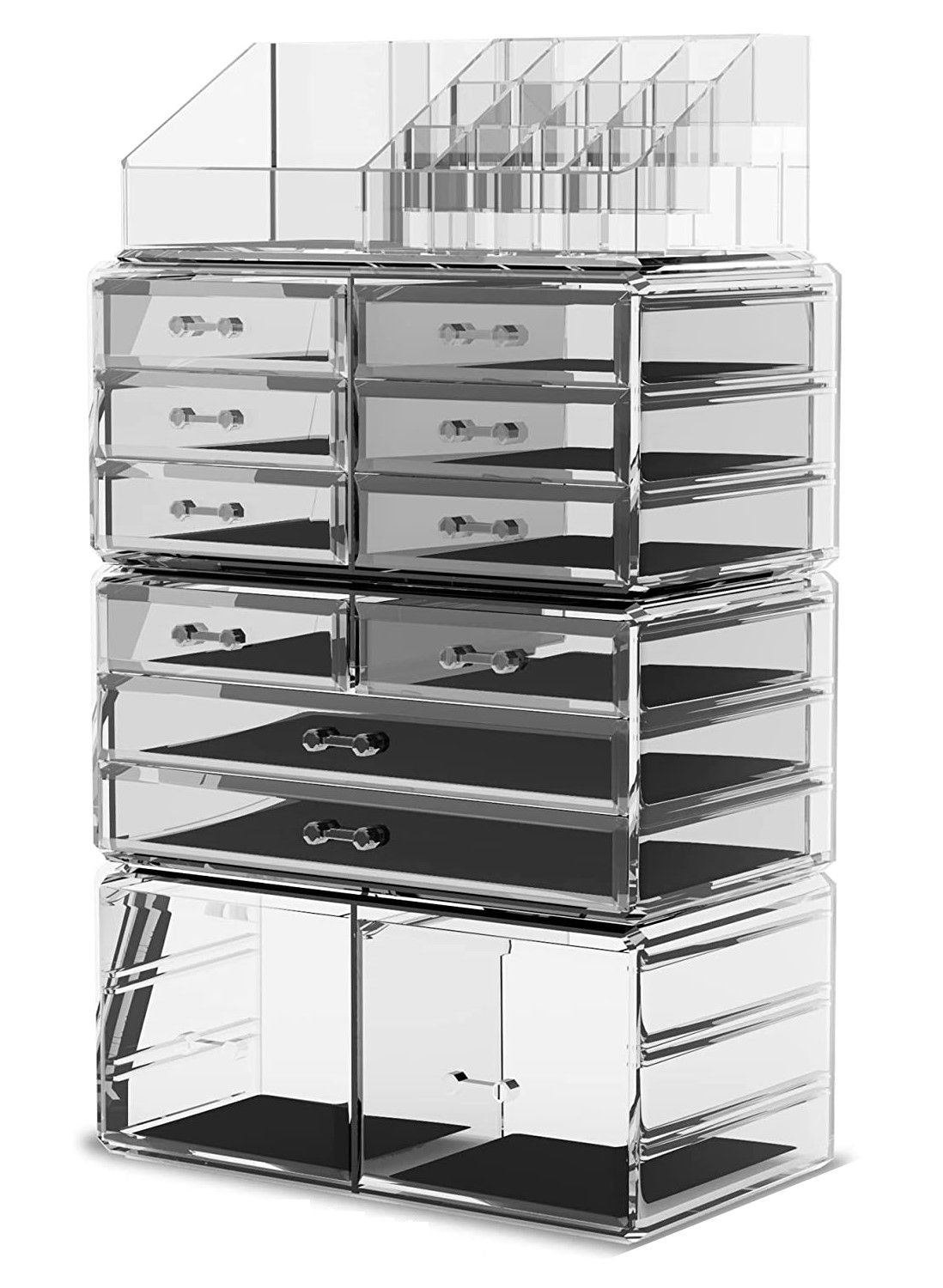 Makeup Organisation & Storage: Makeup Cosmetic Organizer Storage with 12 Drawers Display Boxes (Clear)