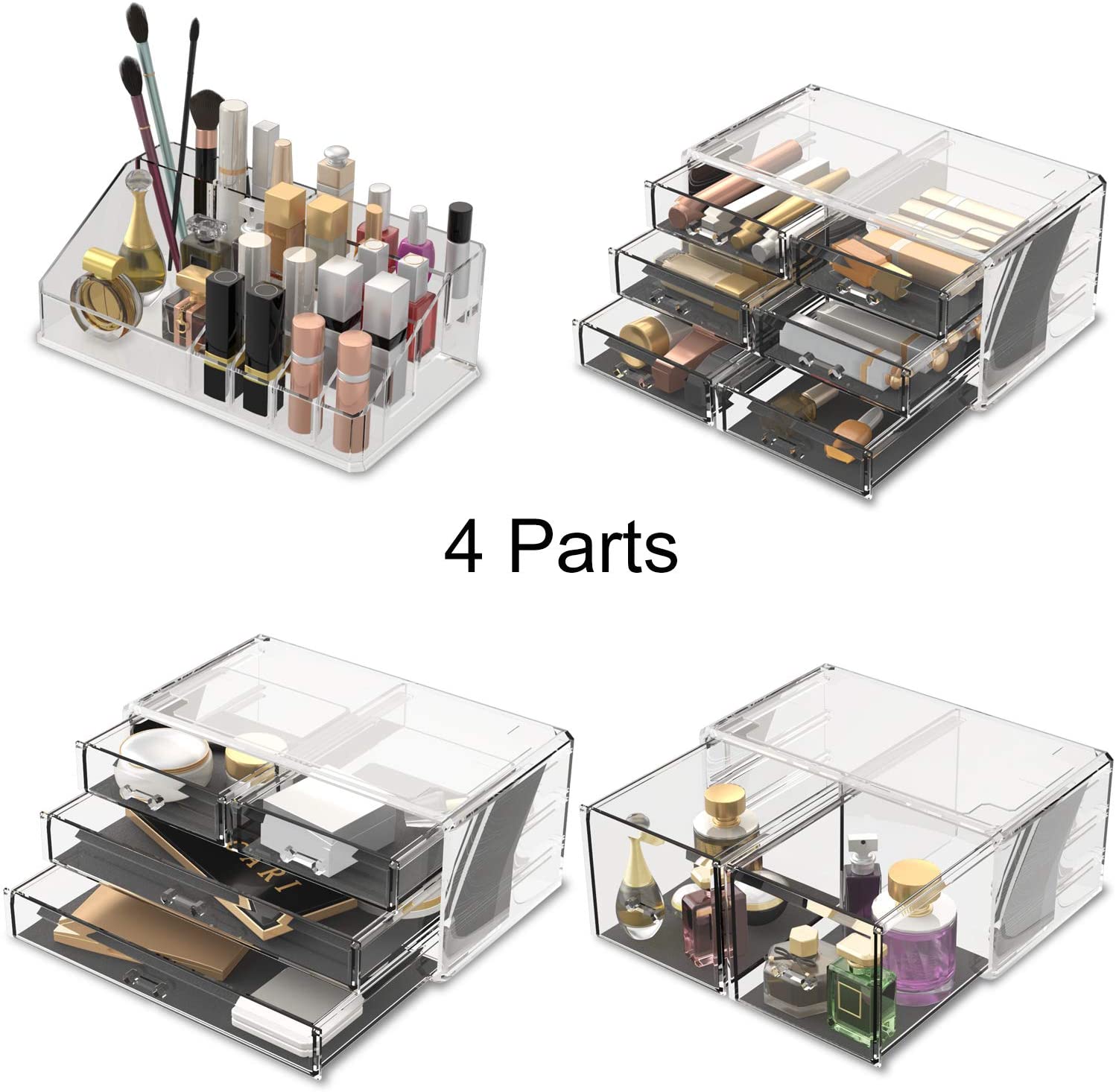 Makeup Organisation & Storage: Makeup Cosmetic Organizer Storage with 12 Drawers Display Boxes (Clear)