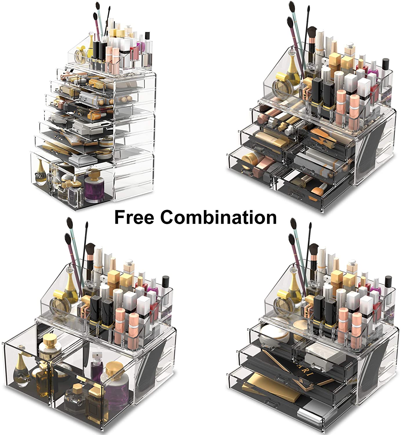 Makeup Organisation & Storage: Makeup Cosmetic Organizer Storage with 12 Drawers Display Boxes (Clear)