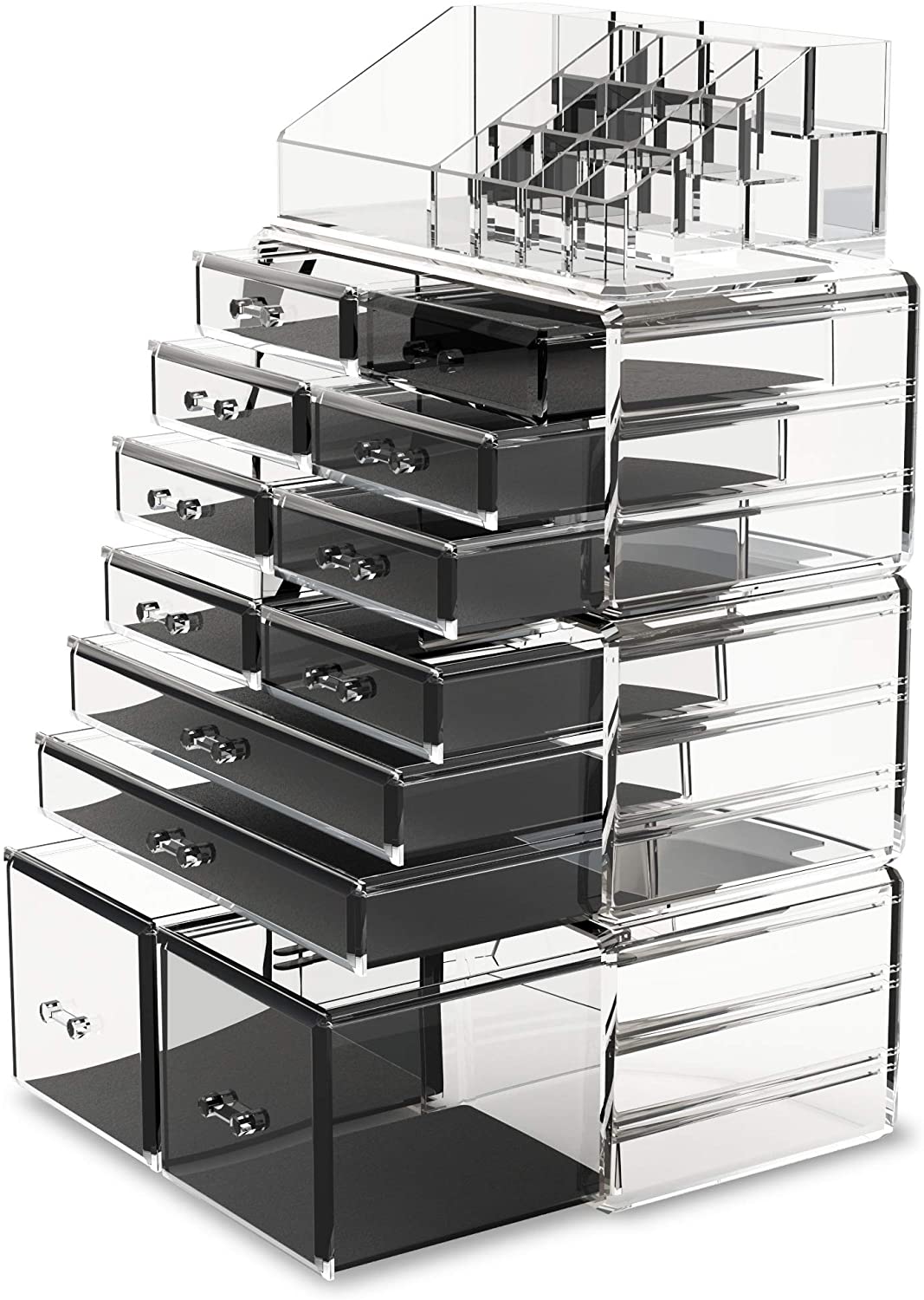 Makeup Organisation & Storage: Makeup Cosmetic Organizer Storage with 12 Drawers Display Boxes (Clear)
