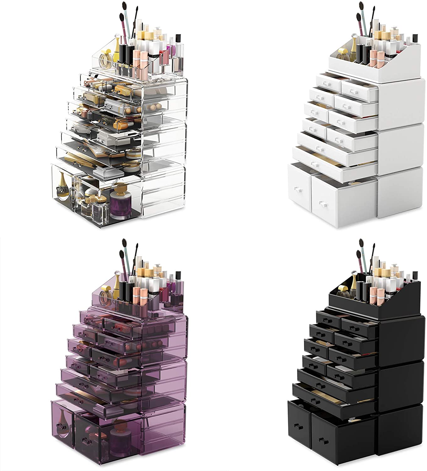 Makeup Organisation & Storage: Makeup Cosmetic Organizer Storage with 12 Drawers Display Boxes (Clear)