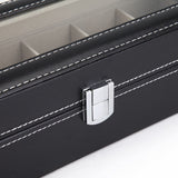 Desk Accessories: Black PU Leather Watch Organizer Display Storage Box Cases for Men & Women (6 slots)