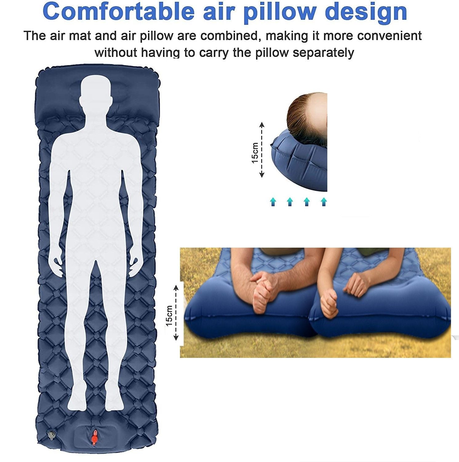 Inflatable Mattresses: Ultralight Inflatable Camping Sleeping Pad with Pillow for Travelling and Hiking