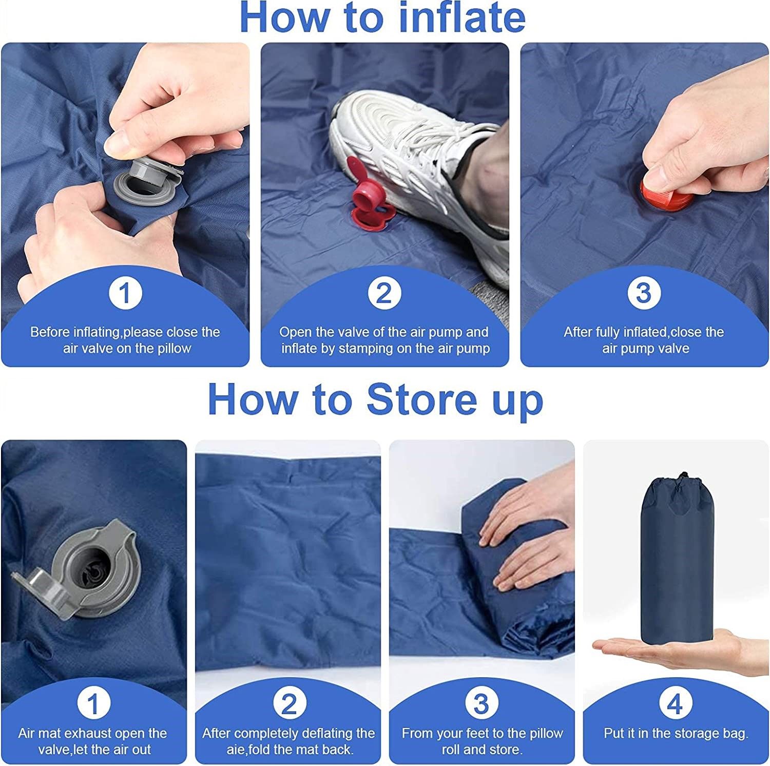 Inflatable Mattresses: Ultralight Inflatable Camping Sleeping Pad with Pillow for Travelling and Hiking