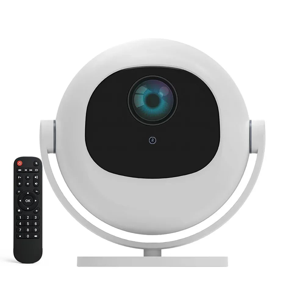 White 5G 4K Smart LED Projector in Black with Bluetooth and WiFi for Home Theater