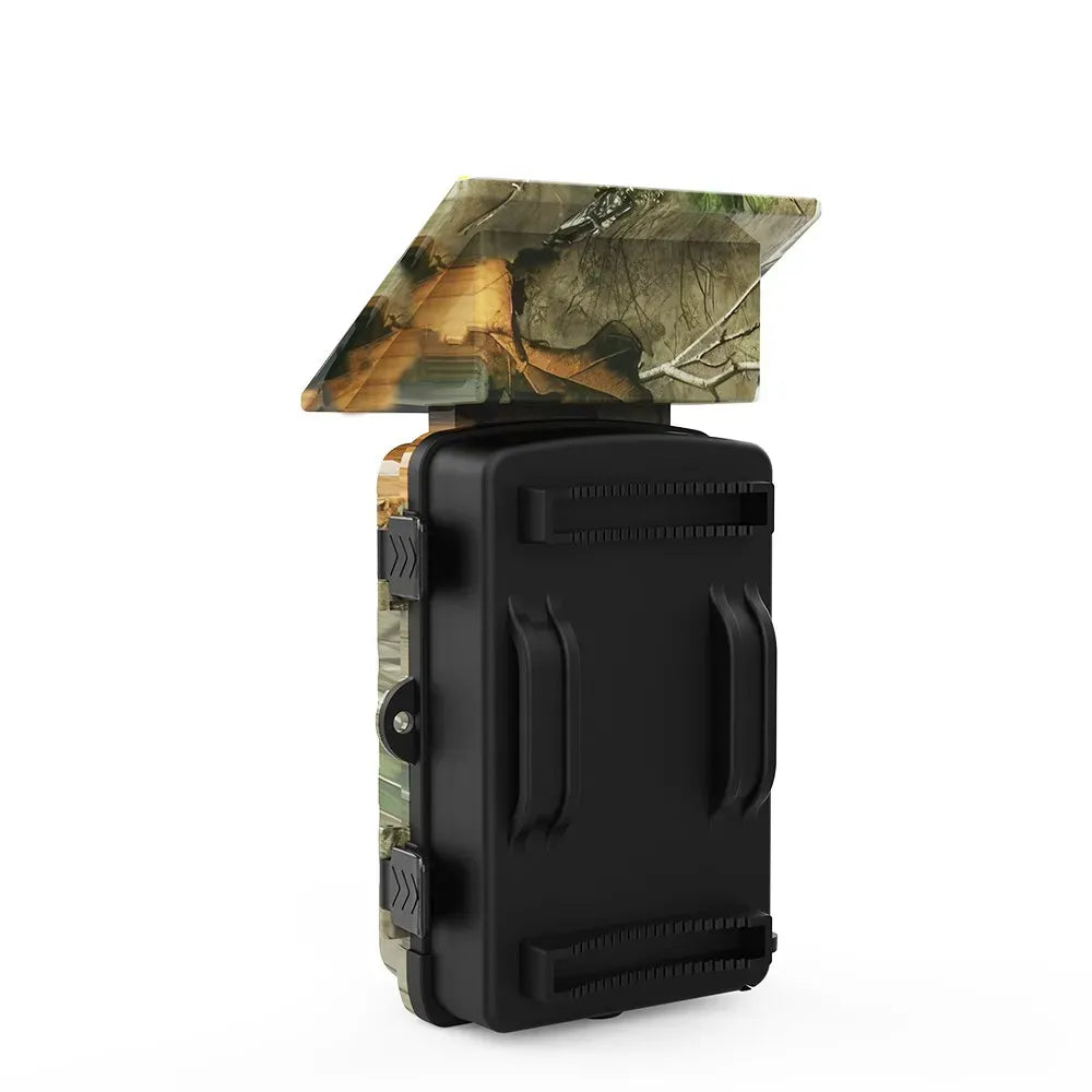 4K 60MP Black Solar Trail Camera with Night Vision and Wi-Fi Connectivity