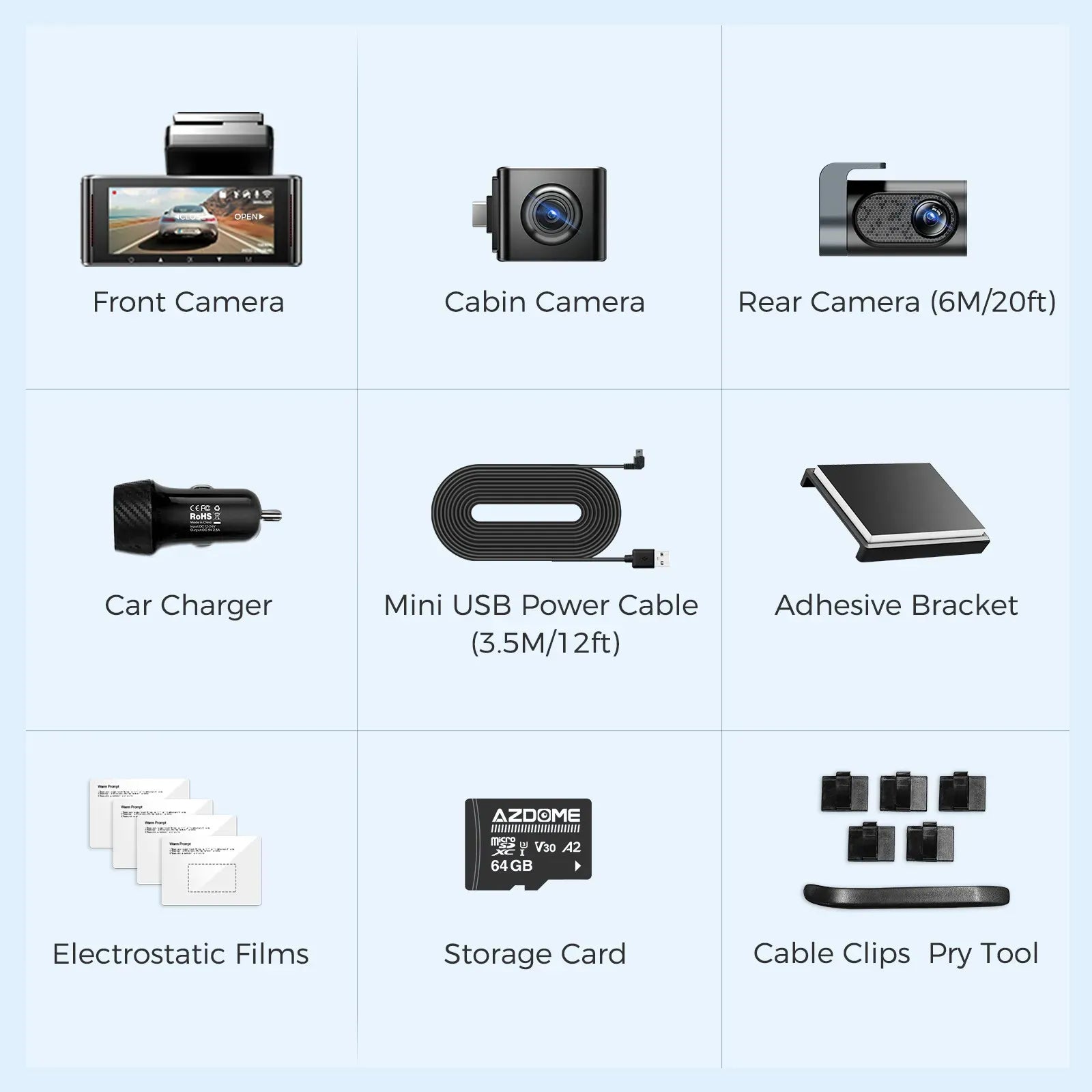 3-Channel 4K+1080P Dash Cam with 5G WiFi, GPS, and Parking Mode - Black