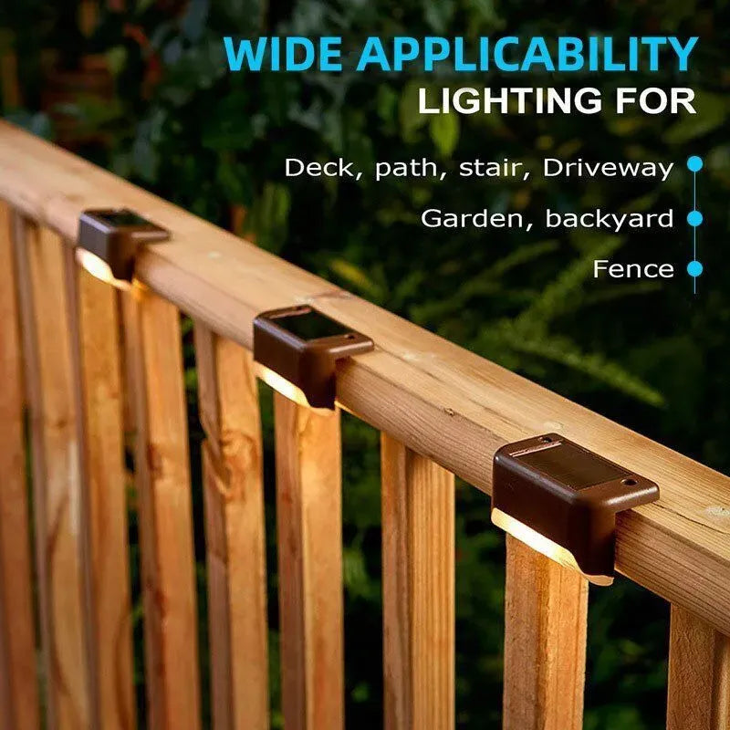 Multicoloured warm Solar LED Deck Lights - Black Outdoor Pathway and Garden Lighting, 4-Pack