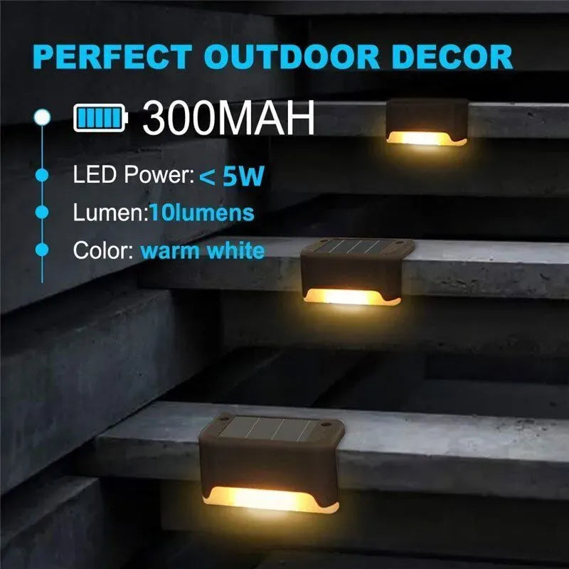 Multicoloured warm Solar LED Deck Lights - 4-Pack Warm White Outdoor Pathway and Step Lamps