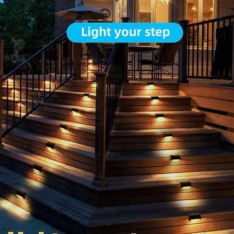 Multicoloured warm Solar LED Deck Lights - 4-Pack Warm White Outdoor Pathway and Step Lamps